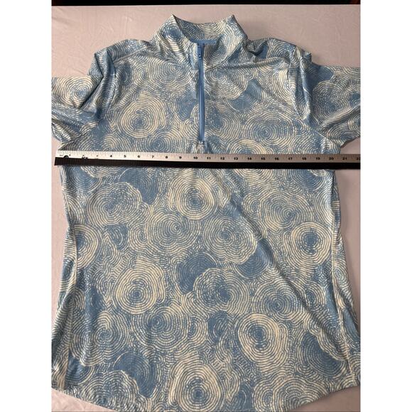 Adidas L Ultimate365 Printed 1/4 Zip Mock Semi Blue Burst Outerwear Athletic - Picture 6 of 8